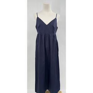 Quince Navy Blue Organic Cotton Sleeveless Maxi Dress Minimalist S NWT